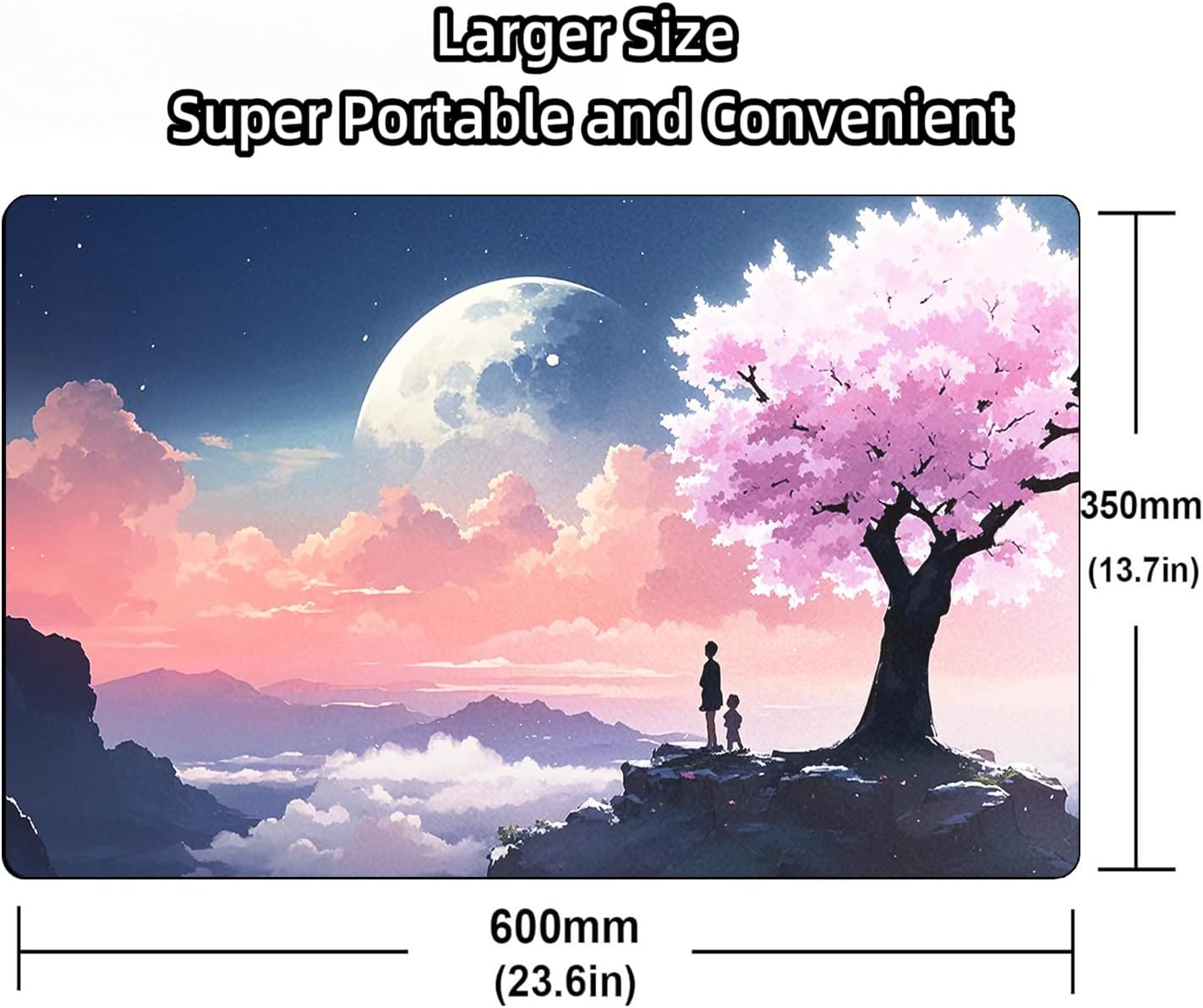 STORKY MTG Playmat, Landscape Board Game Mat with Storage Bag, Mouse Pad for DTCG CCG RPG Trading Card Playing Mat with Zones, Smooth Rubber Surface Battle, 24 x 14 inches, Pink Sakura