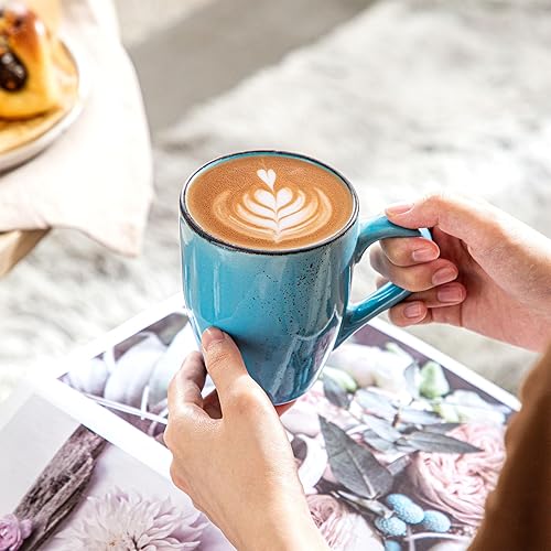 Miniatura 5 de vancasso Navia - Juego de 4 tazas de café de cerámica de 12 onzas para capuchino, café con leche, té, multicolor