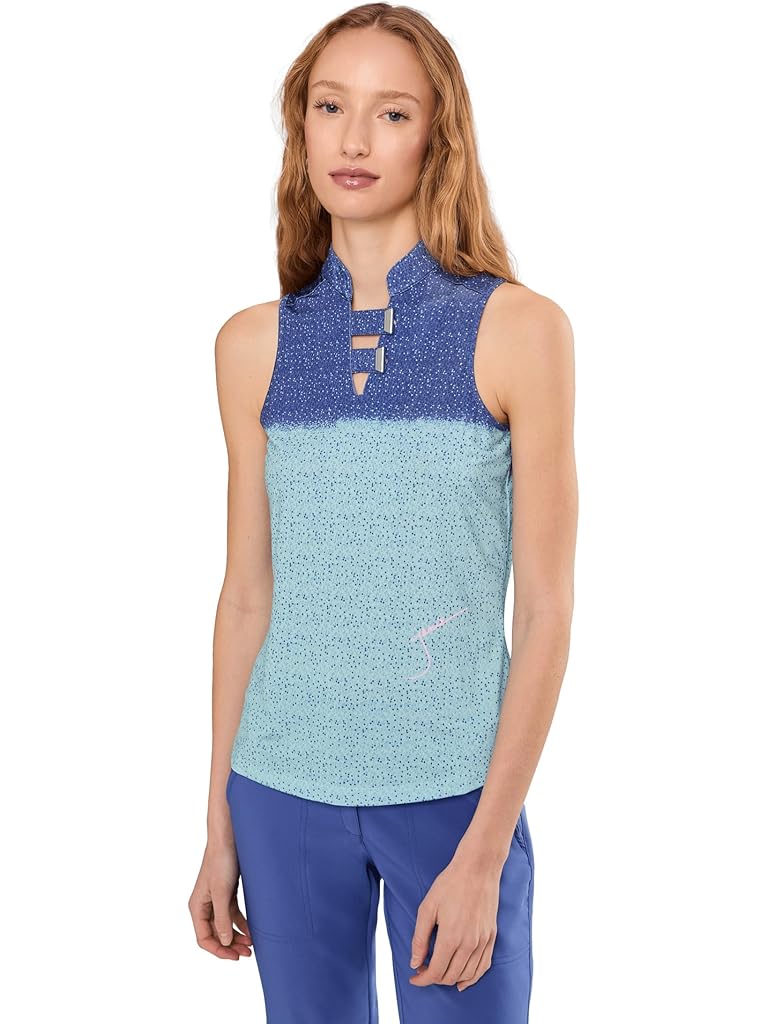 Brown Jamie Sadock Dotted Up Print Sleeveless Polo