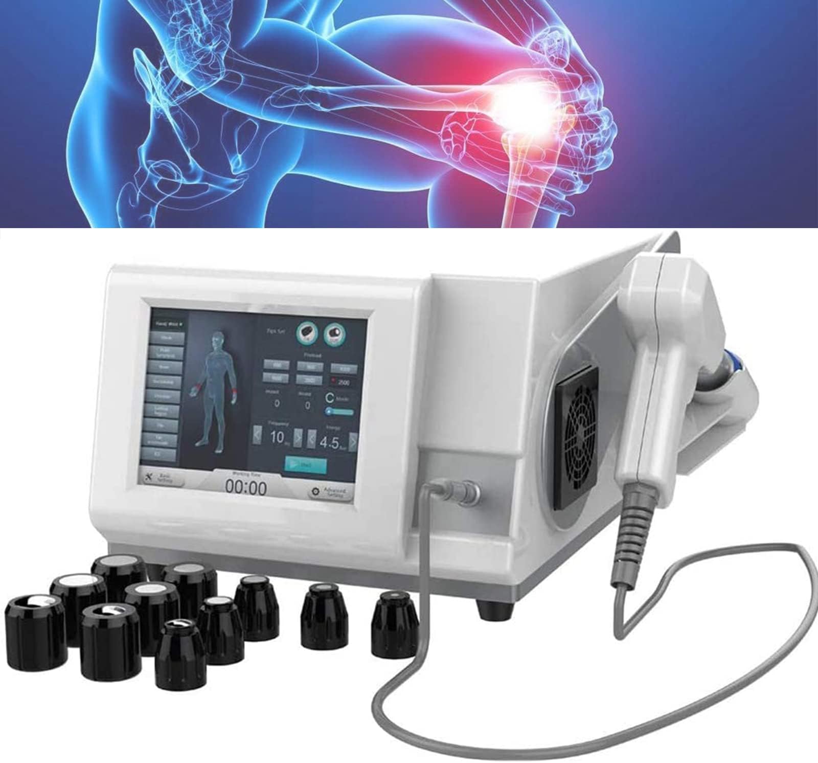 Extracorporeal Shockwave Therapy Machine with 11 Massage Head, Electromagnetic Physical Therapy Equipment for Pain Relief Massage and ED