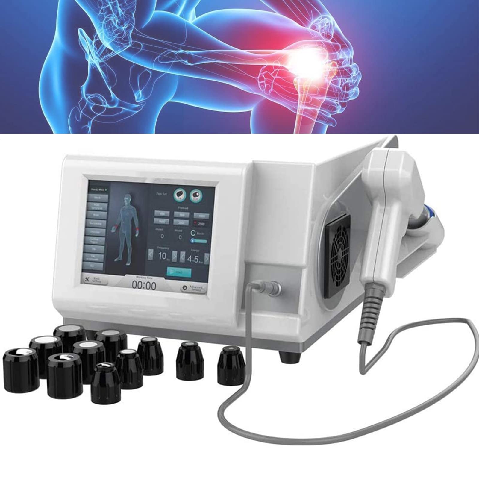 Extracorporeal Shockwave Therapy Machine with 11 Massage Head, Electromagnetic Physical Therapy Equipment for Pain Relief Massage and ED