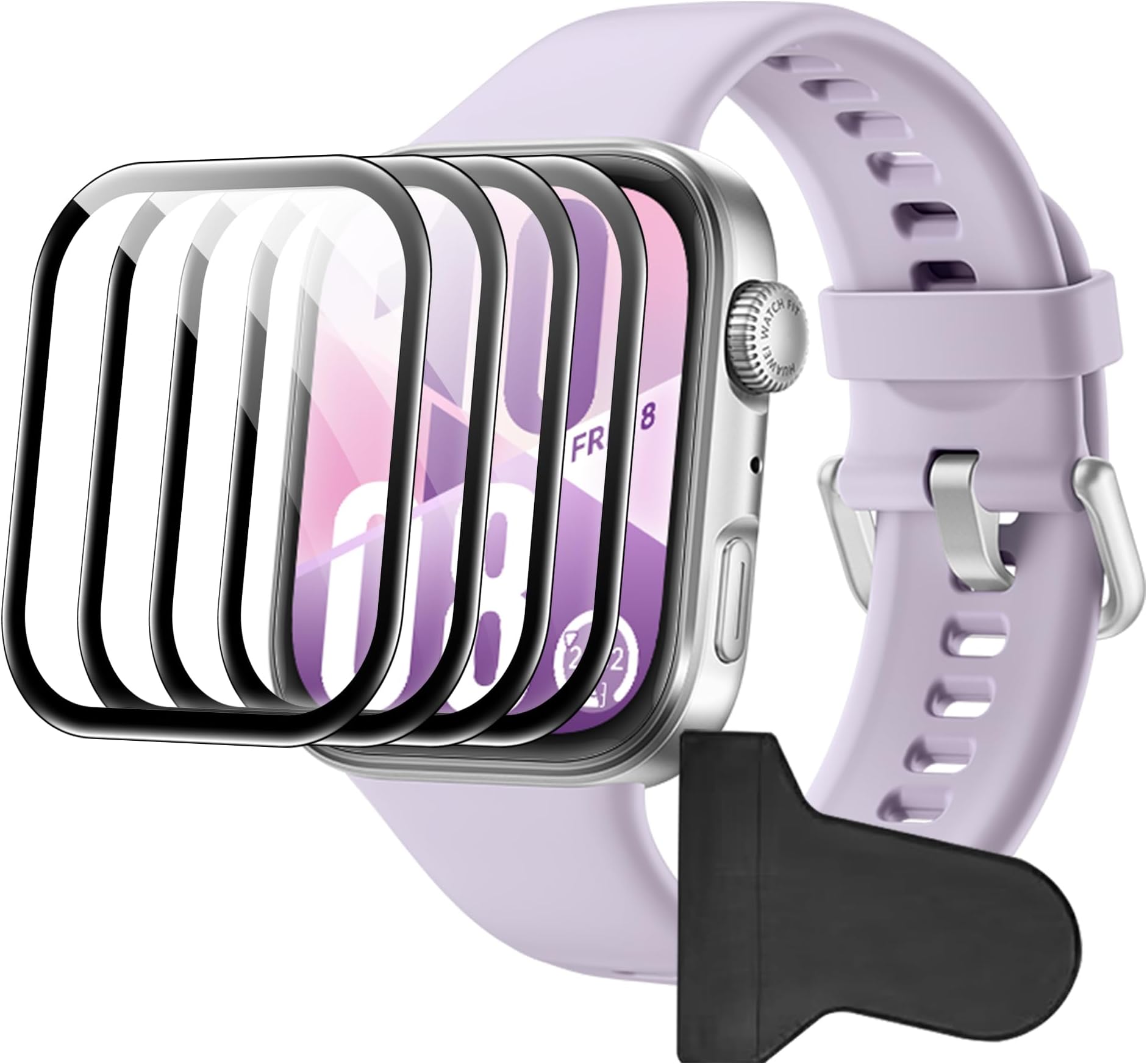 Screen Protector for HUAWEI Watch Fit 4, Tempered Glass Film, 9H,Scratch-Resistant, Anti-Fingerprint, Easy to Install (4 Pack)