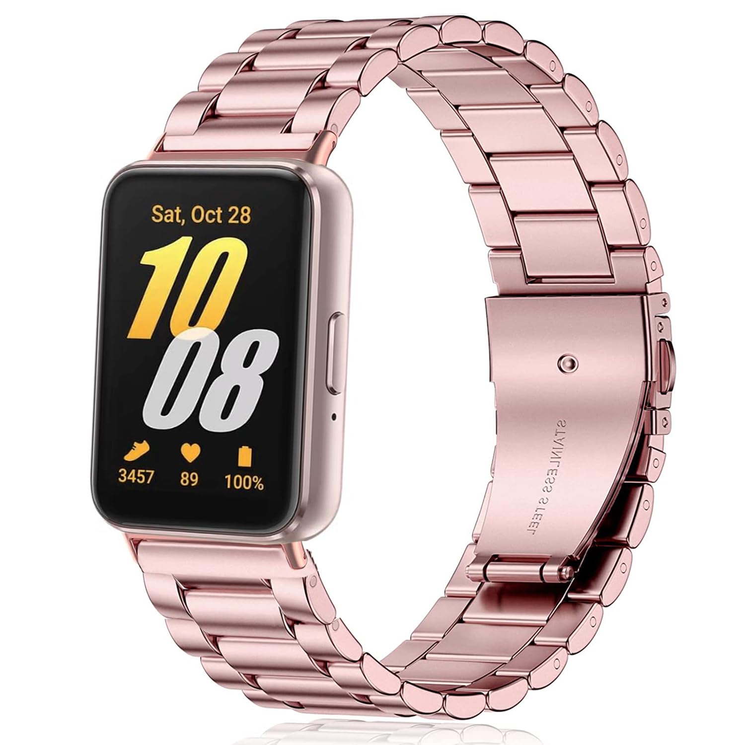 Issinlky correa de metal para Samsung Galaxy Fit 3, Correa de acero inoxidable para Samsung Galaxy Fit 3 SM-R390 Herren Damen
