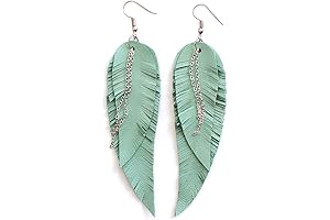 Light Green Leather Leaf Earrings by Joanna Gaines