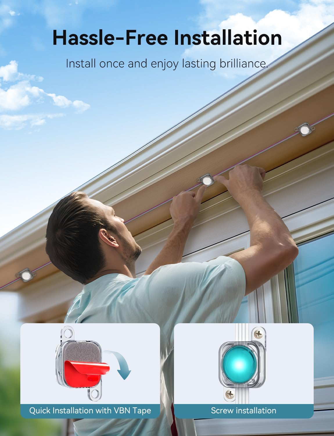 100FT Permanent Outdoor Lights for House, Smart RGB LED Eaves Lighting with APP & Remote Control, IP67 Waterproof Christmas Lights for Holidays, Parties & Year-Round Décor - Image 6