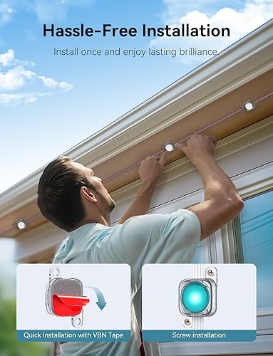 Miniatura 6 de Luces permanentes para exteriores de 100 pies para casa, iluminación LED RGB inteligente con aplicación y control remoto, luces de Navidad