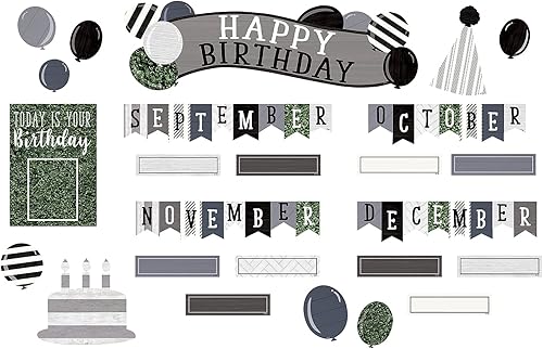 Teacher Created Resources Modern Farmhouse Happy Birthday - Juego de tablones de anuncios de 18 x 5-12 pulgadas, pieza de título