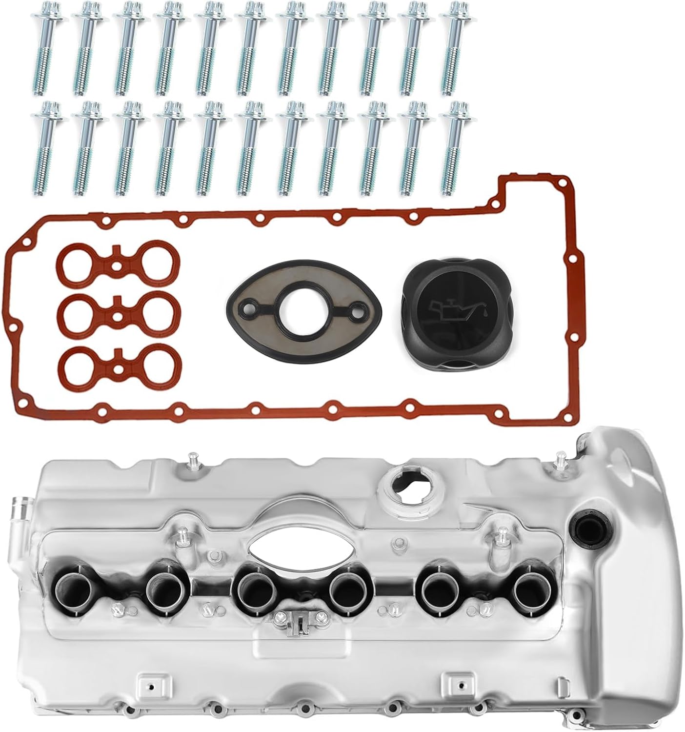11127548274 Aluminum Engine Valve Cover Kit Compatible with Z4 325i 325xi 330i 330xi 2006 525i 525xi 530i 530xi 2006 2007 3.0L L6 11127531713
