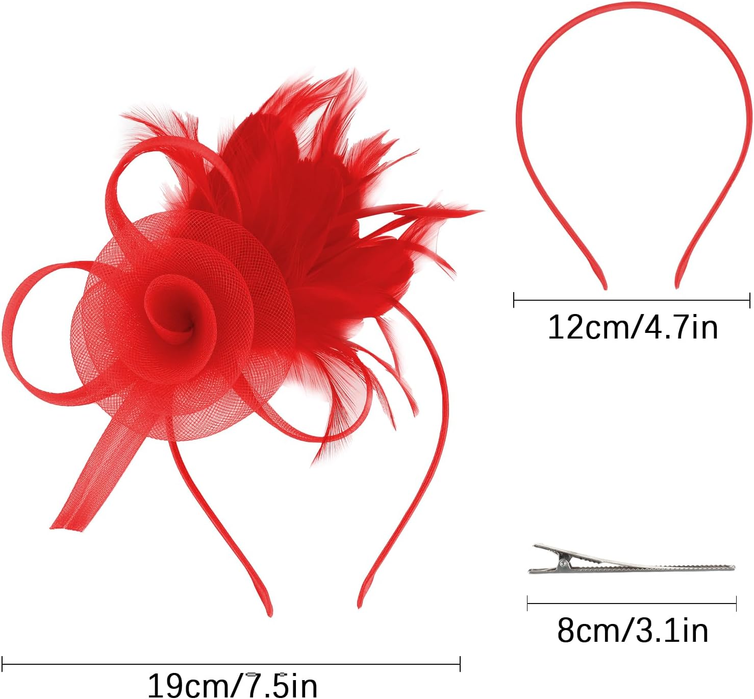 AMCAMI Fascinators Hats with Feather for Women 2026 Derby Hats Small Tea Party Hat with Headband - Image 6