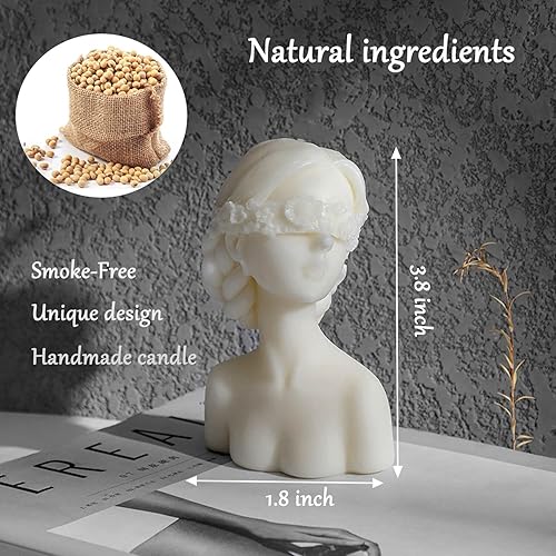 Miniatura 2 de Vela de cera de soja perfumada decorativa con estatua de busto, vela blanca estética para decoración del hogar, dormitorio, baño, boda