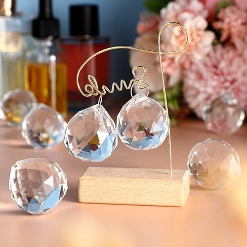 Miniatura 10 de Sabary 48 piezas de prisma de bola de cristal transparente, lámpara de araña de bola de cristal, colgantes de arco iris, prismas de cristales