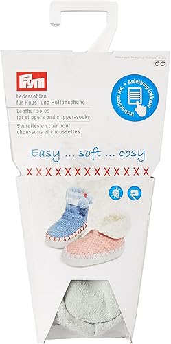 Prym Zapatillas y Calcetines de Piel con Suela de Color Gris, 19 x 10,5 x 3 cm