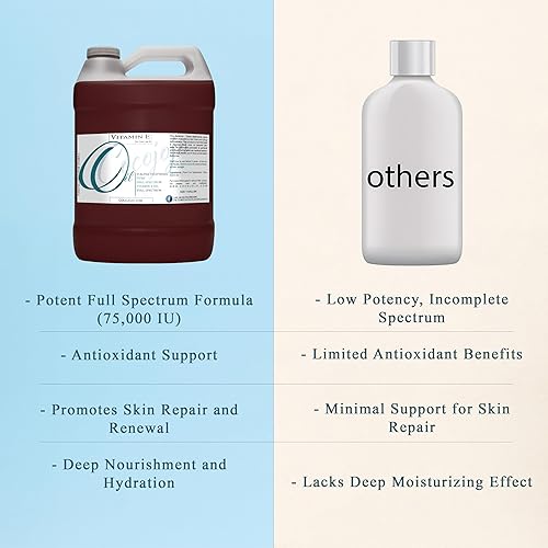 Miniatura 7 de Aceite de vitamina E puro y sin diluir, espectro completo, alfa tocoferol, 75,000 UI - 1 galón - para piel, cabello, uñas, cuidado corporal