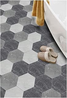 Linoleum Boden, Fußbodenbelag 11 STÜCKE bunte selbstklebende sechseckige Bodenaufkleber mit Holzmaserung, wasserdicht, rutschfest, abnehmbare Fliesenaufkleber for die Heimdekoration(DB-6T11P-085B-ZZ)