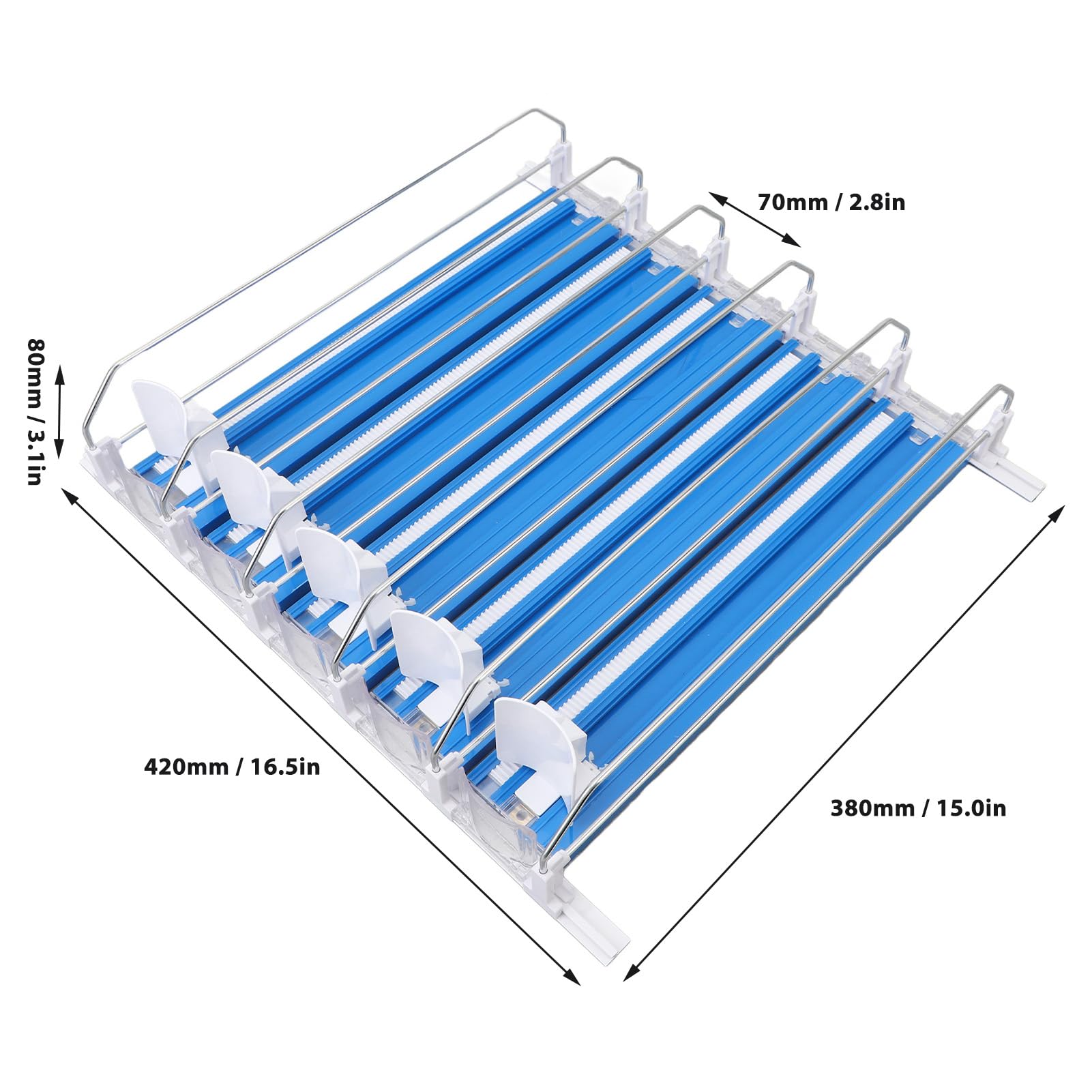 Dispensador de Bebidas para Nevera, Organizador Automático de Bebidas para Nevera, Dispensador Automático de Latas de Soda, Soporte de Bebidas Ajustable para Soda (Azul)