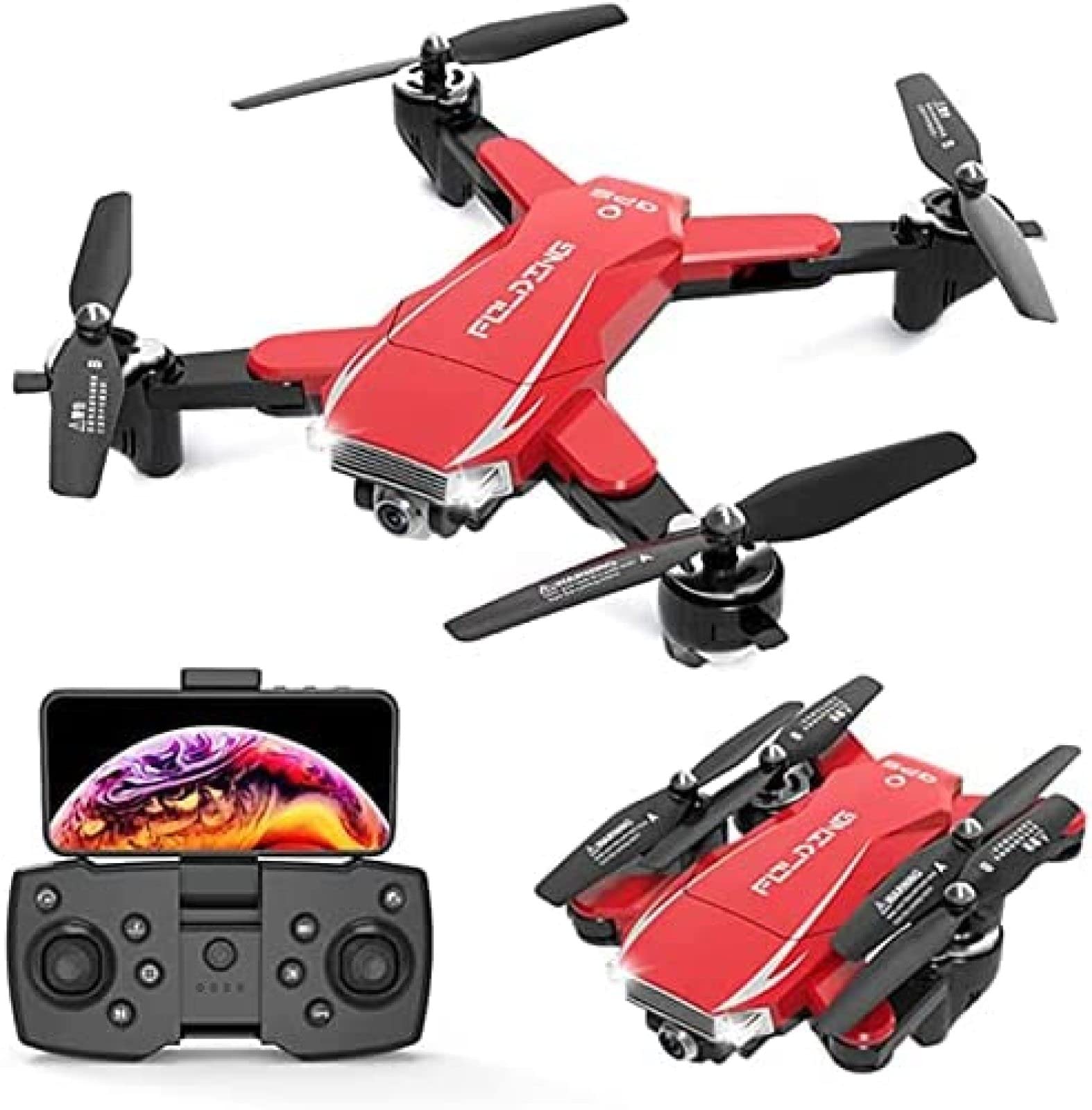 Dron GPS z kamerą 4K, transmisja na żywo 5G Wi-Fi 1000M FPV, szeroki kąt 120 °, śledzenie mnie, kontrola aplikacji, 25 minut czasu lotu, składany dron zdalnie sterowany quadrocopter dla doro