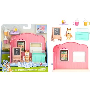 Bluey Mini-Spielsets, Bluey Eisdiele-Spielset, Enth&auml;lt Bingo-Figur mit beweglichen Gelenken und Zubeh&ouml;rteile