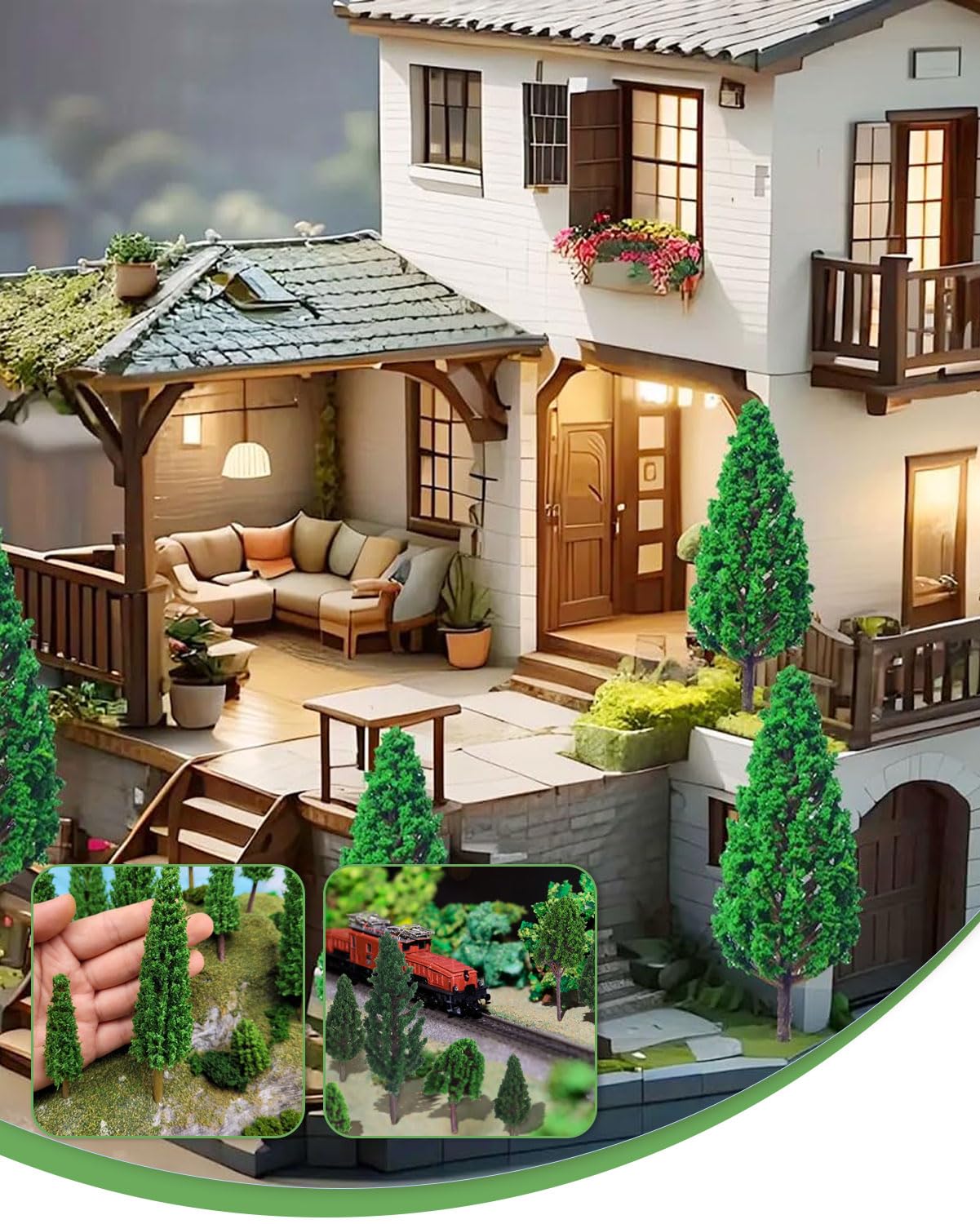 Modello Misto Alberi, 15 pcs,Basi per Diorama, Alberi di Plastica per Progetti,Modello Alberi in Miniature,Alberi Modello, per Diorami, Alberi Modellismo,4-12 cm