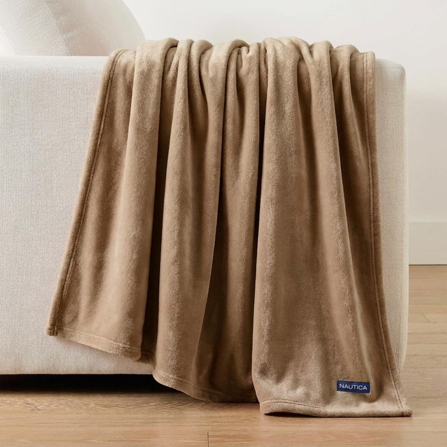 Nautica - Twin Size Blanket, Ultra-Soft Plush Fleece for Bed or Couch, Medium Weight Bedding for All-Season Comfort (Brown)