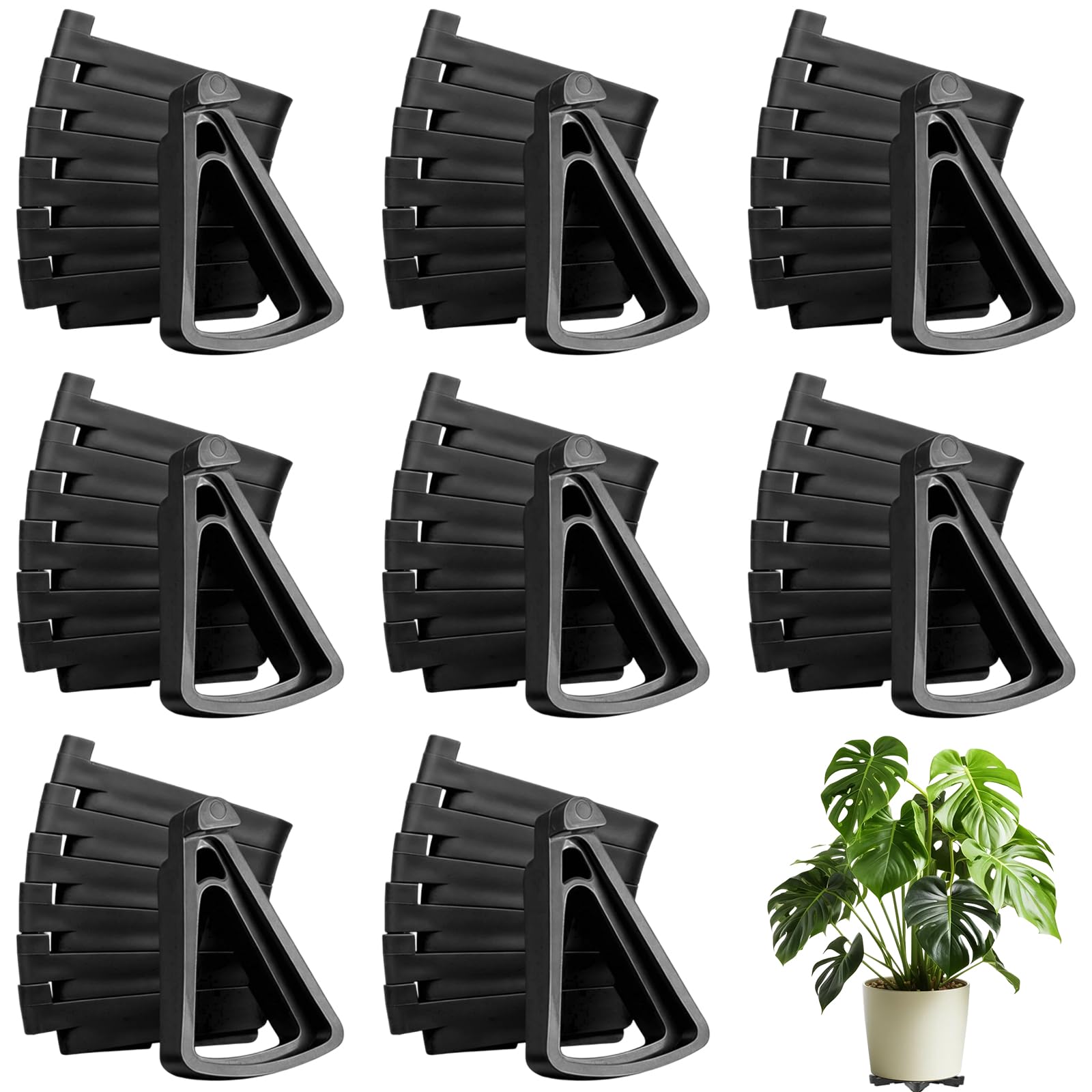 ZYETGH 50 PCS Plant Pot Feet, Feet for Garden Pots Invisible Pot Toes Triangle Pots Risers Potted Triangle Stand for Indoor Outdoor Potted Plants Black