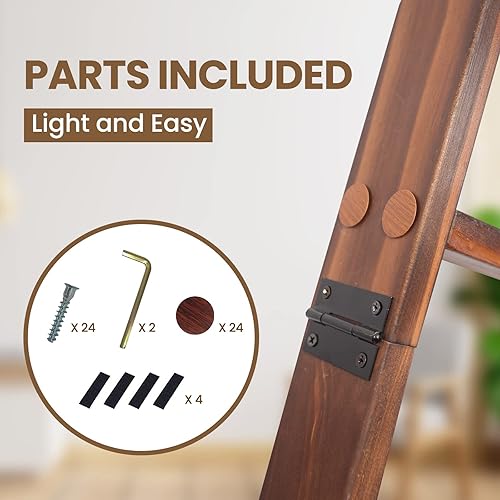 Miniatura 9 de Escalera para mantas, soporte de edredón de madera de 6 niveles, estante decorativo para escalera, estante inclinado, estante de almacenamiento de