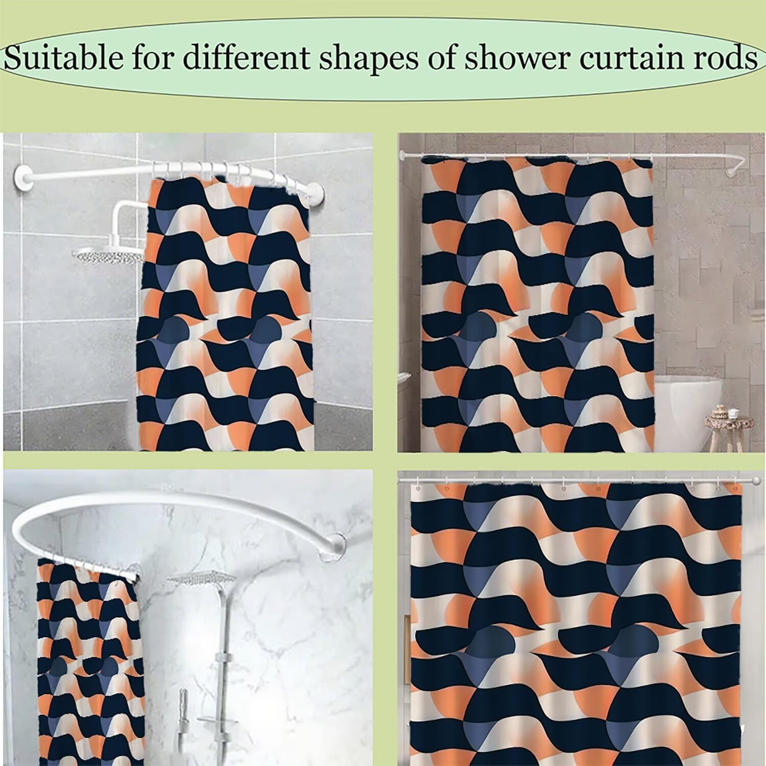 Abstrakt Duschvorhang 200 x 200 cm, Duschvorhang Gitter Muster mit 12 Duschvorhangringe, Waschbar Polyester Stoff Wasserdicht und Trocknet Schnell Badevorhang Badewanne, Geschenke für Frauen G-808