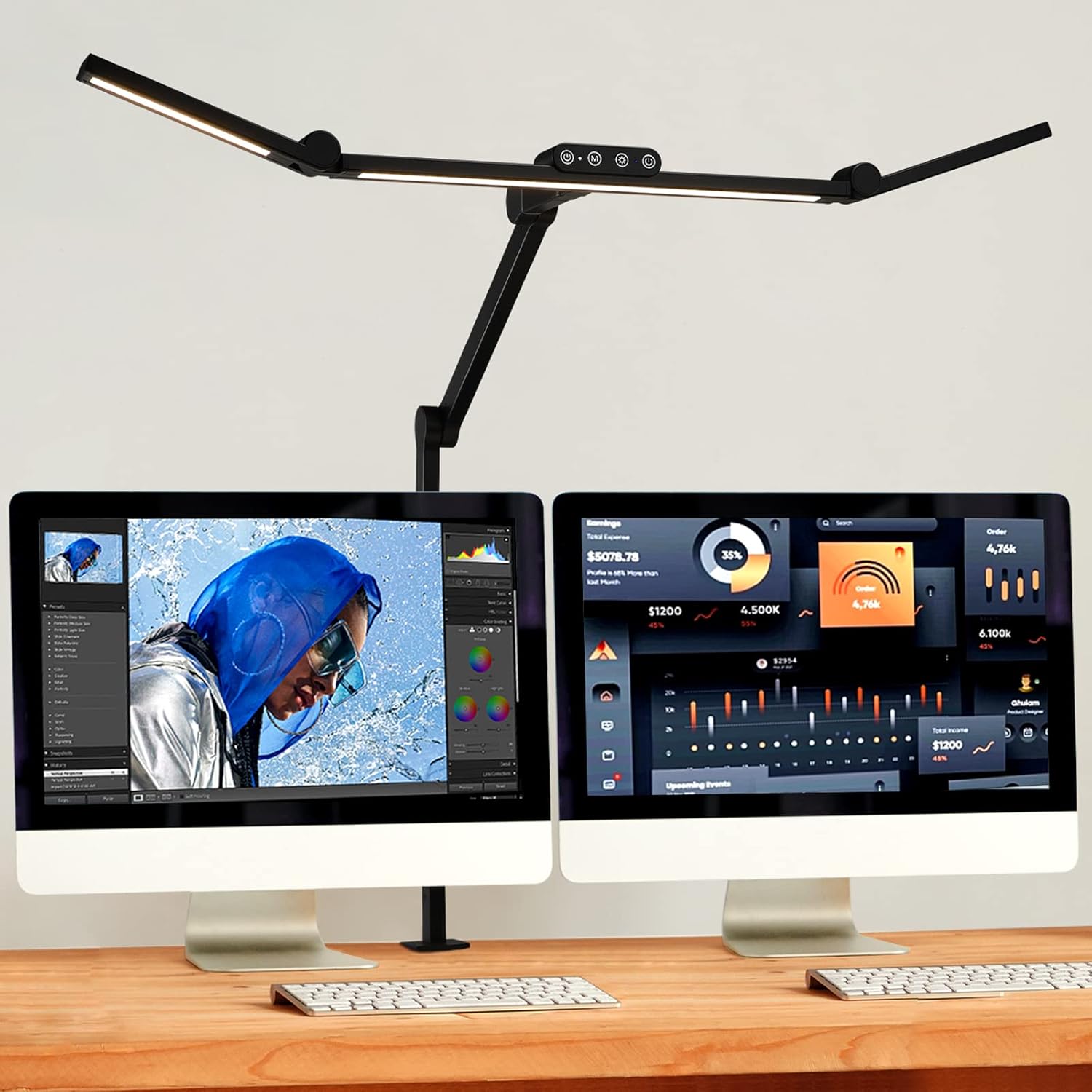 MAUL Monitorlampe MAULgate - Dimmbare LED Schreibtischleuchte Mit Tageslichtsensor & Automatik-Ausschaltung