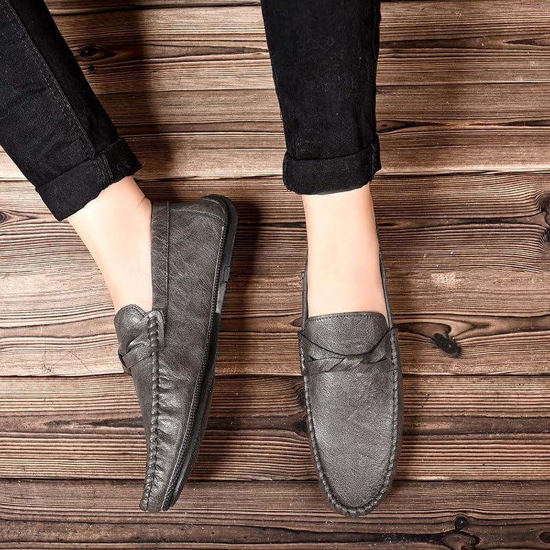 Mens Loafers Round Toe Vegan Leather Loafer Shoes Flexible Comfortable Anti-Slip Classic Walking Slip-on3
