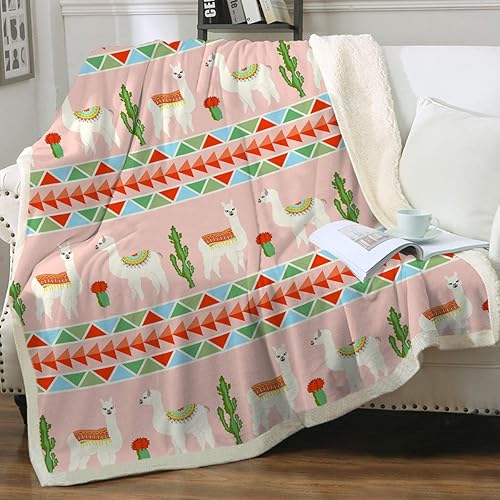 Miniatura 7 de Sleepwish Manta Sherpa de llama tamaño individual para mujeres adultas, manta de forro polar, bonita manta suave para sofá, silla, cama, oficina,