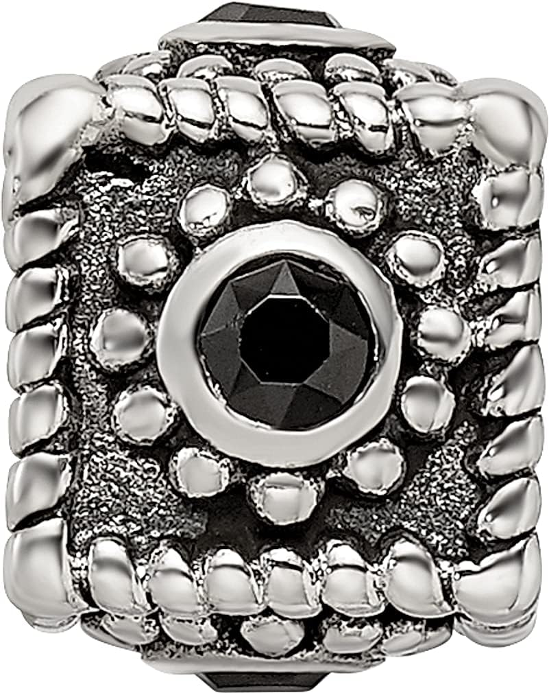 925 Sterling Silver Charm For Bracelet Square 4 Cubic Zirconia Cz Bead Stone Crystal Ed Black Fine Jewelry For Women Gifts For Her