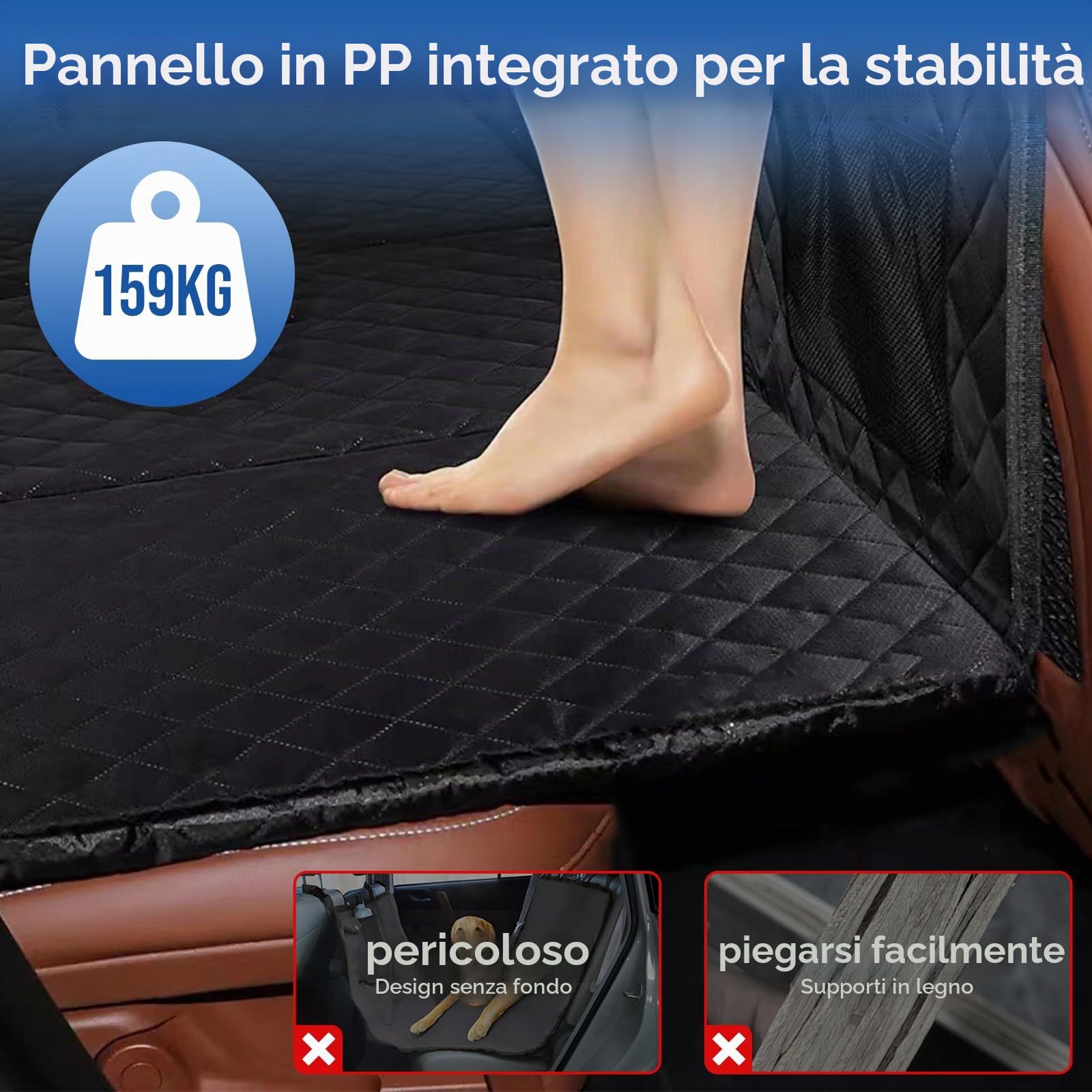 Euqvunn Coprisedile Auto per Cani Telo Rigido [Dimensioni più Ampie e Clip in Metallo] Telo Auto per Cani, Impermeabile Telo Macchina per Cani, Universale Telo Rigido Bagagliaio Auto per Cani