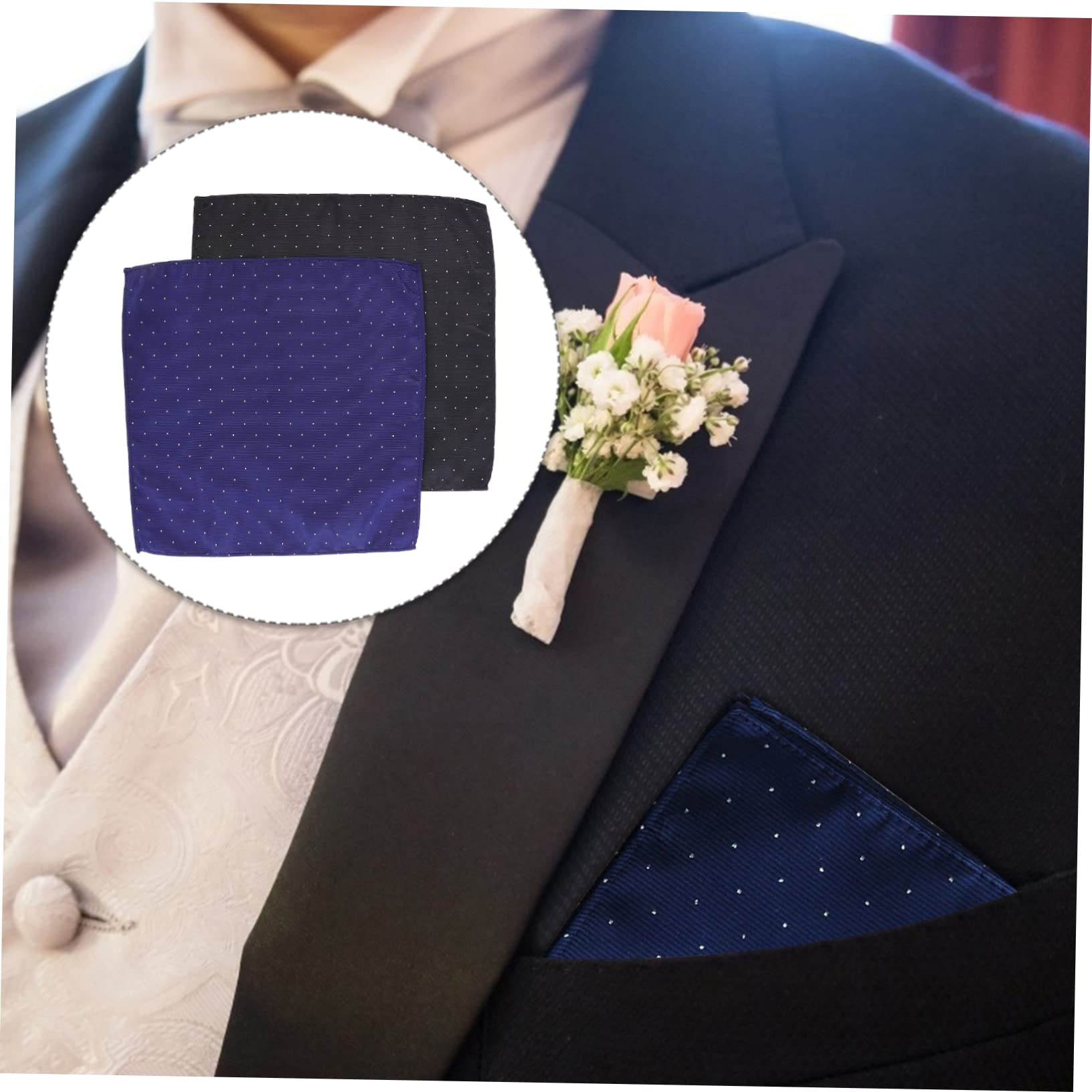 PartyKindom 2 Pack Silk Pocket Squares Men's Suit Pocket Decorations Elegant Handkerchief for Wedding Party