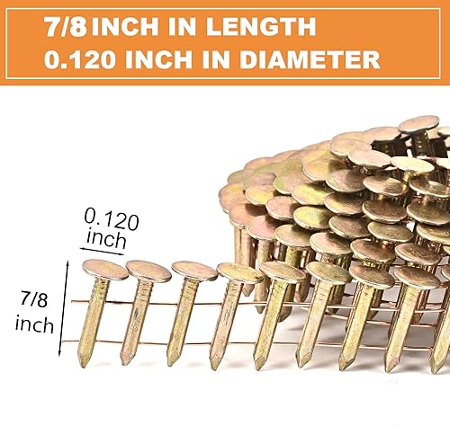 Miniatura 12 de BHTOP 720 clavos de bobina para techos de 1-1/4 pulgadas x 0.120 pulgadas para pistola de clavos de techos, cabeza redonda de 15 grados, clavos