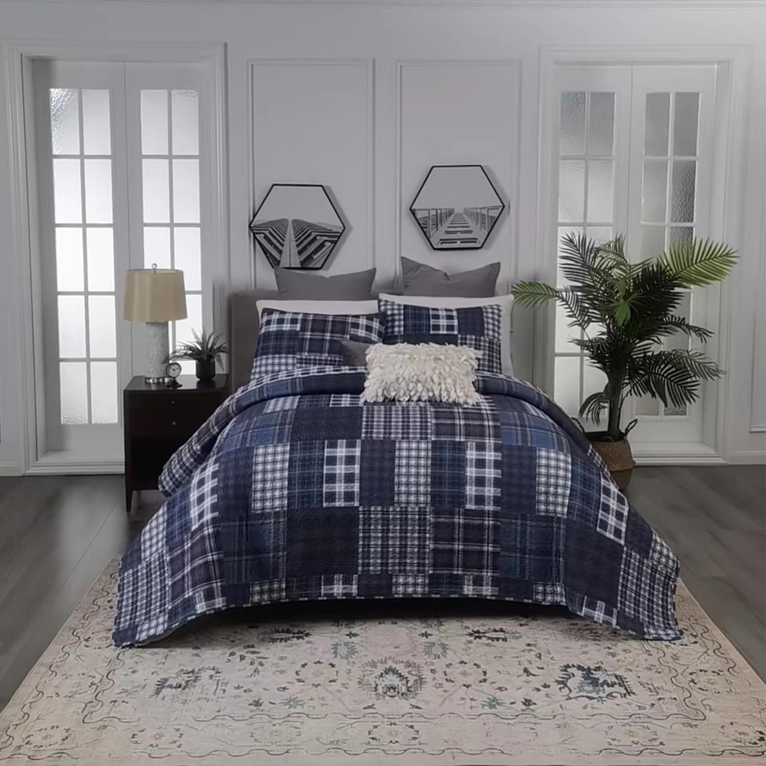 L'IRISDOM 3 Piece Quilts Set Lightweight Floral Bedspreads