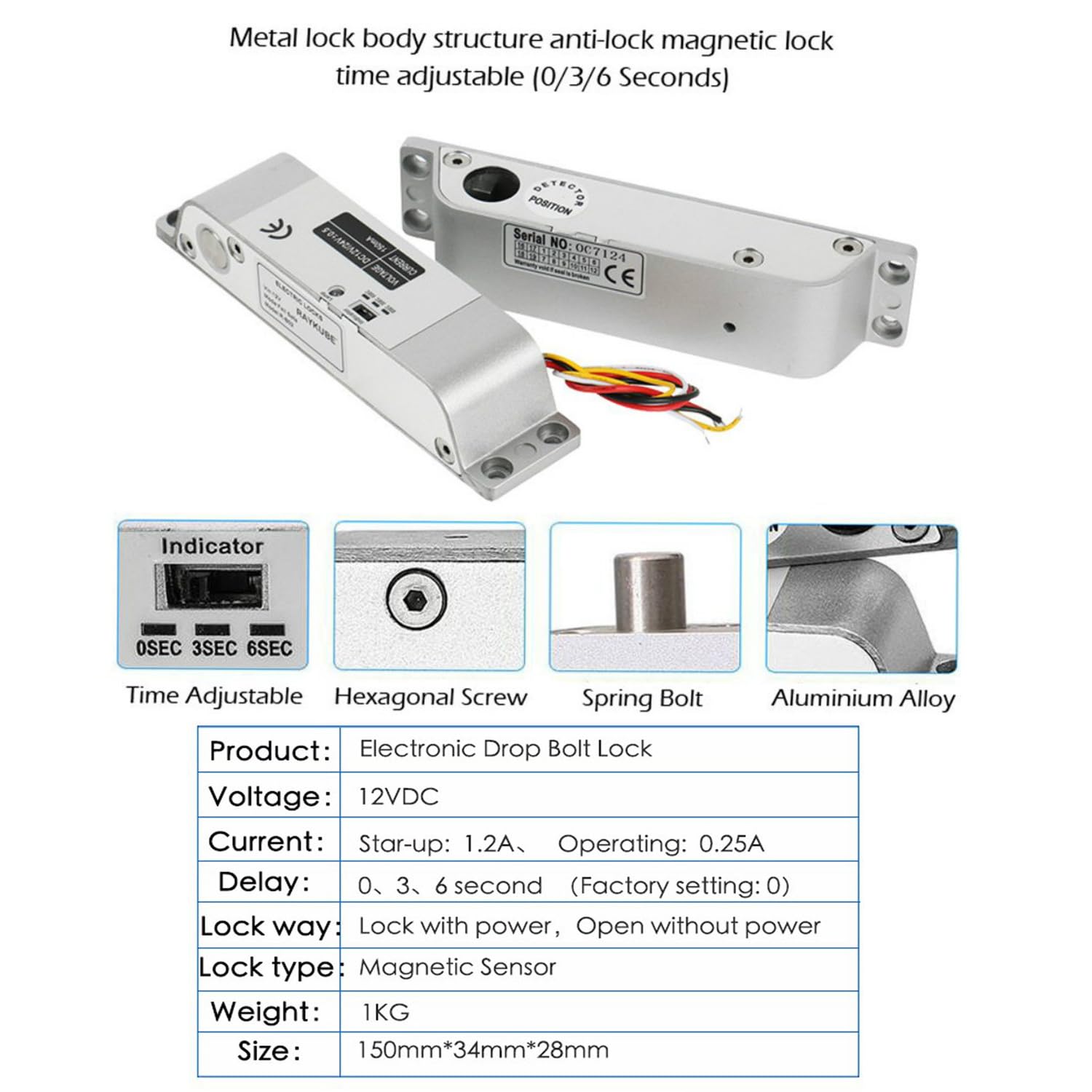 YAVIS Kit programmierbare RFID-Zugangskontrollsystem Metall Controller Tastatur, wasserdichte Schale, elektrisches Bolzenschloss, DC 12V 3A Netzteil, Ausgangstaste, Schlüsselanhänger ID 10 Stück