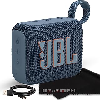 JBL Go 4 Portable Bluetooth Wireless Speaker, IP67 Waterproof and Dustproof Built-in Battery - Blue - Boomph's Comprehensive Ultimate Performance Cloth Solution for Your On-The-Go Sound Experience