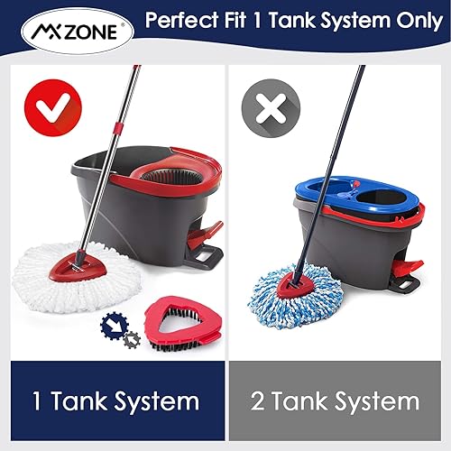 Miniatura 2 de Mango de base de repuesto para cabezal de trapeador giratorio compatible con el sistema O Cedar EasyWring de 1 tanque, 4 cabezales de reemplazo de