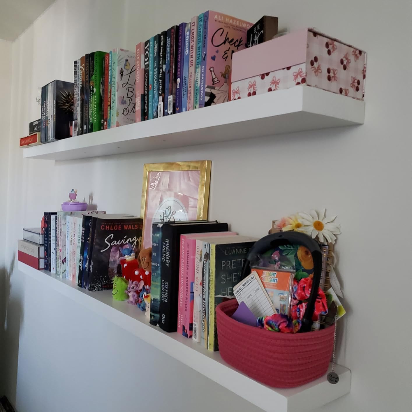 60 inch Long Floating Shelves for Wall,Solid Wood Long Shelves Rustic Wall Mounted Shelves with Invisible Brackets for Decor & Storage (White, 60 Inch) White 60 Inch