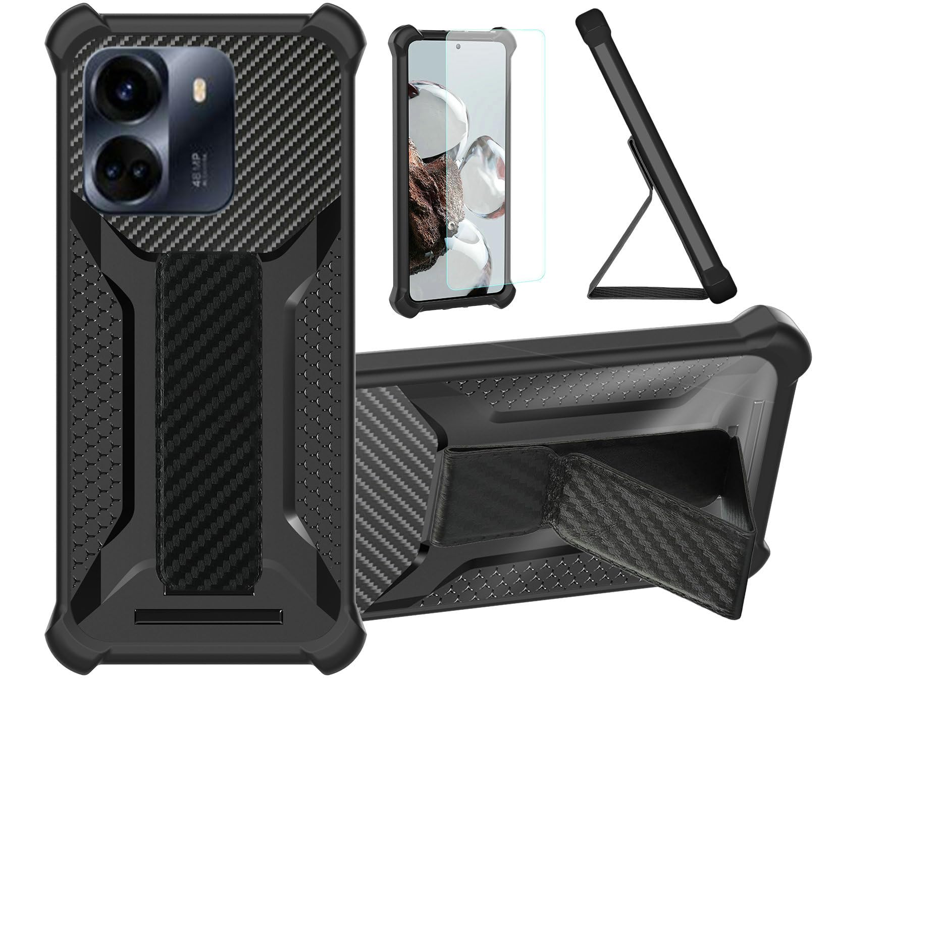 Aroepurt Case Compatible for Benco S1s Phone Case Cover [with Tempered Glass Screen Protector] Hybrid Case [Folding Support Magnetic] [Frosted anti-fingerprint] Black