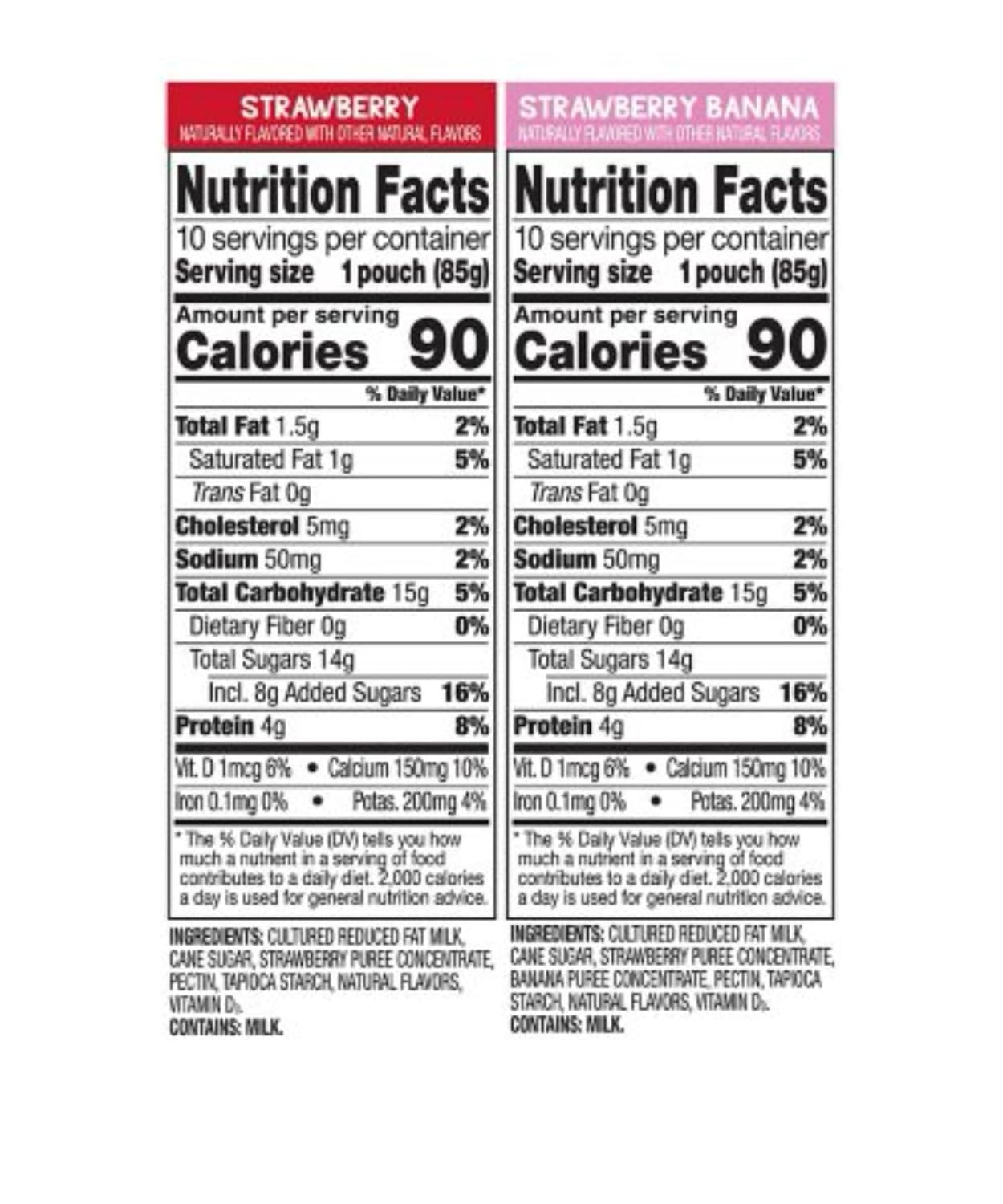 Generic GoGo SqueZ Yogurt, Strawberry and Strawberry banana (20 ct.)