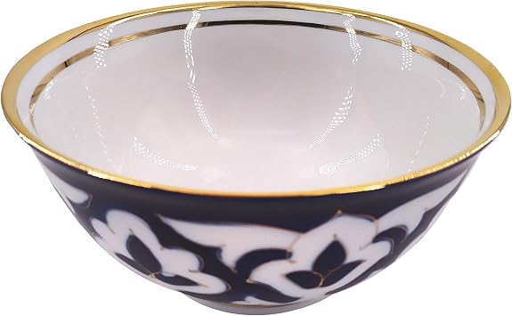 Popular Blue Uzbek Cotton Pattern Pakhta Ceramic Bowl 500 ml 16.9 oz Uzbekistan Ceramics + Free Popular Uzbek Recipe Ebooks
