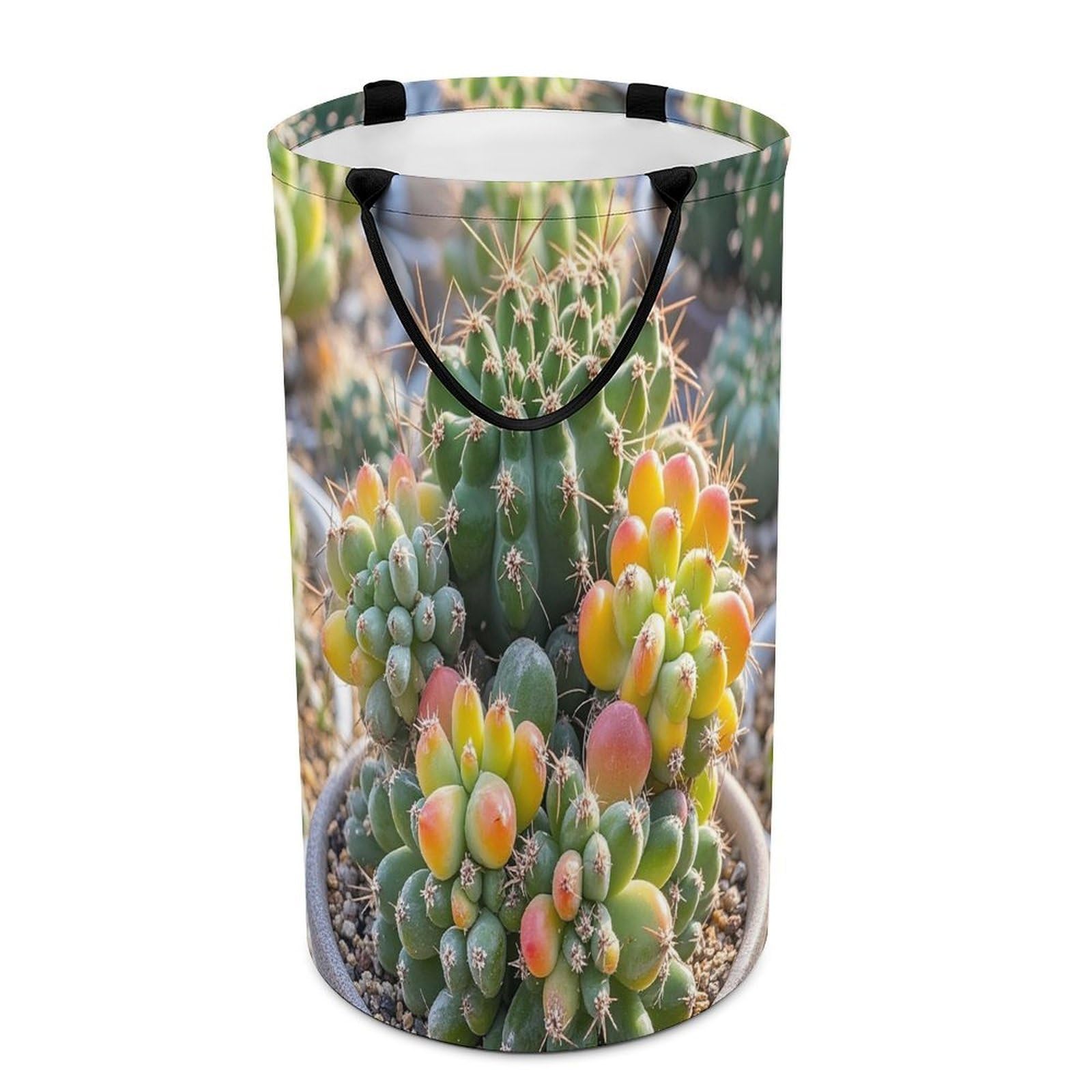 Cute Succulent Cactus Laundry Hamper Waterproof Clothes Basket Large Capacity Collapsible Laundry Basket Freestanding Clothes Hamper for Dorm Family Bathroom Decor Storage 86L