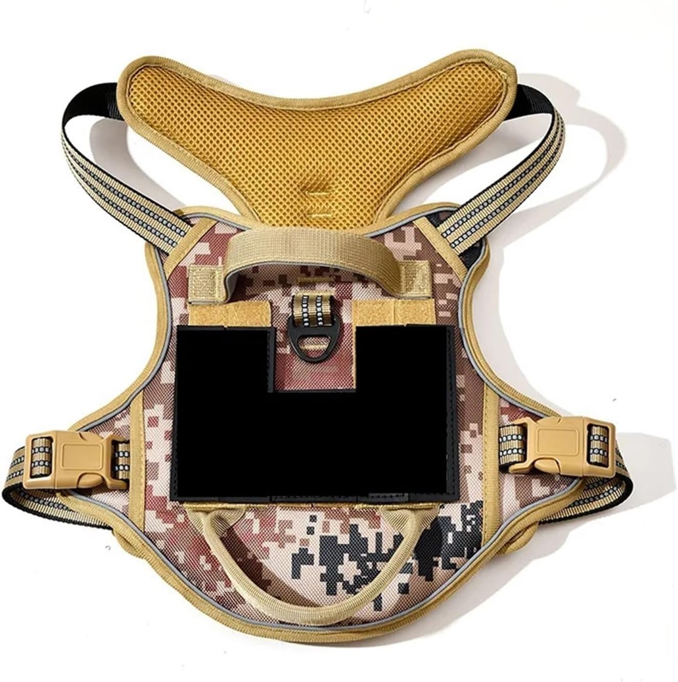 Dog Harness, Dog Tactical Harness Vest Pet Reflective No Pull with Durable Soft Padded Handle(Black Set,M)