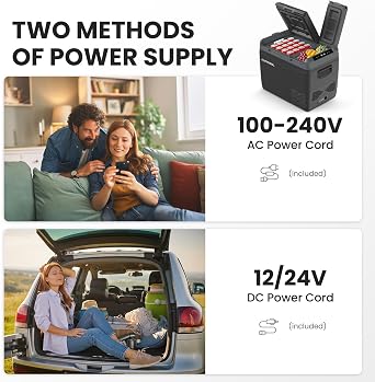 Alpicool KLS48 39L Compressor Car Fridge Dual Zone APP Control Freezer | 12V/24V DC and 100-240V AC for cars, campervans, caravans and camping,Black, with Ice Box,-20°C to 20°C
