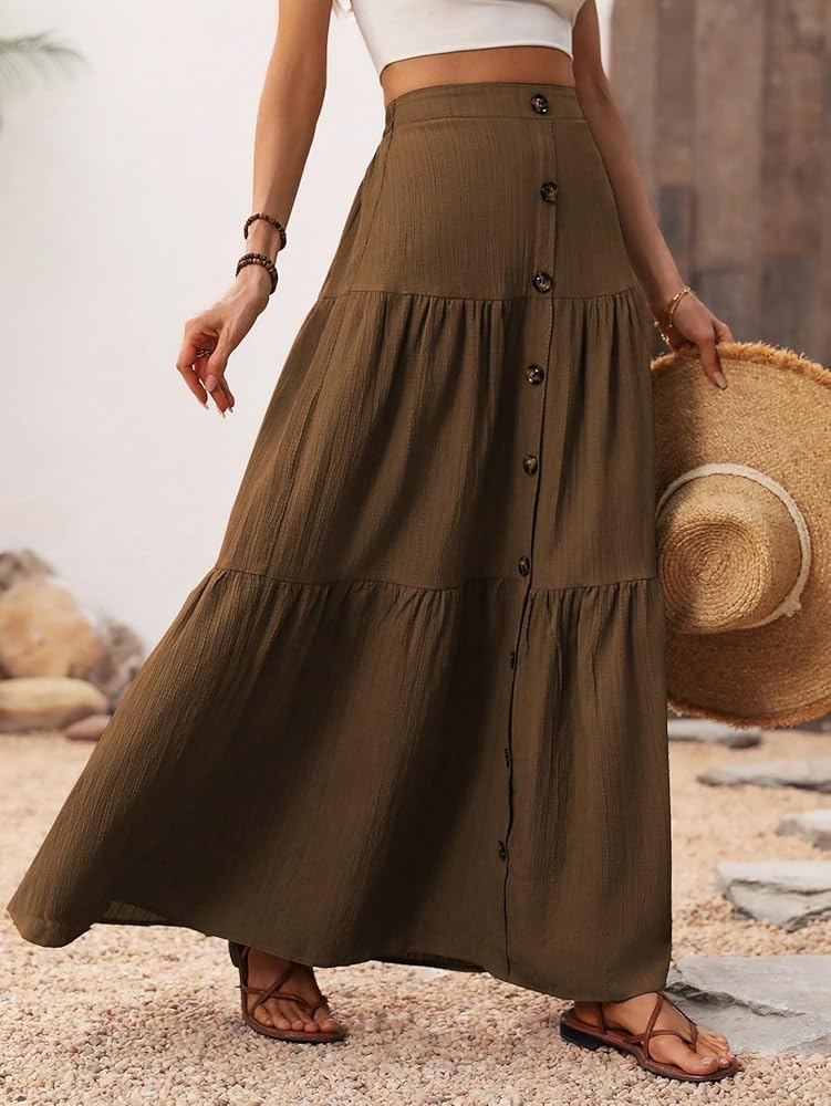 Amazon.com: Summer Spring Womens Skirts Single-Breasted