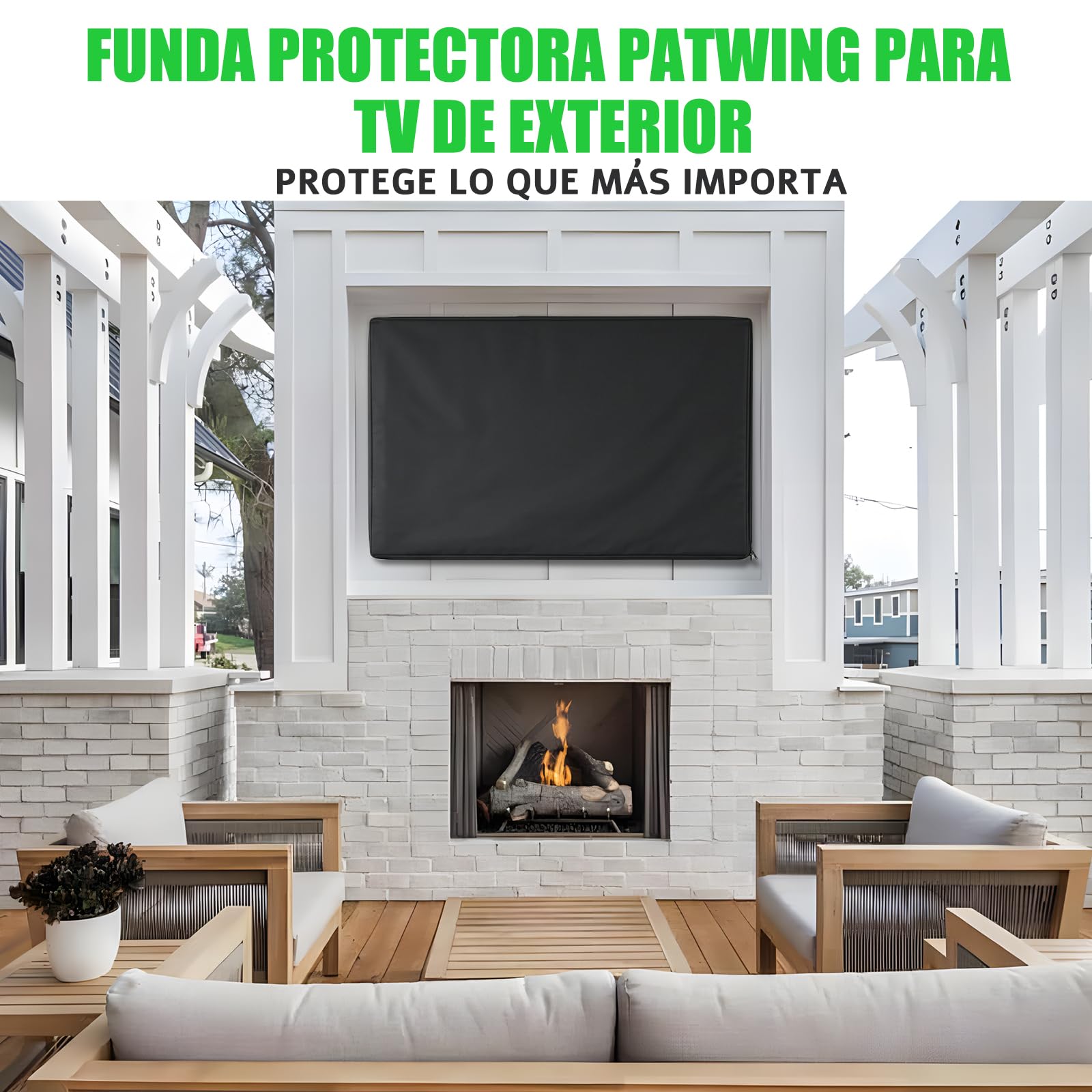 Funda TV Exterior 48-50 Pulgadas, Cubierta Protectora para Televisor de Tela Oxford 600D, Impermeable y Resistente a la Intemperie, con Cremallera y Bolsillo para Mando a Distancia