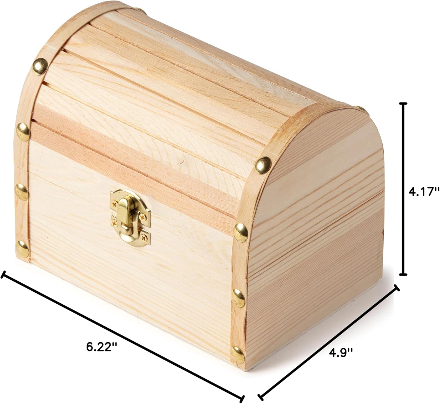 Make Market 6.5” Unfinished Wooden Domed Box - Ready-To-Decorate Wood Box for Trinkets, Coins, Jewlery, Valuables - Bulk 8 Pack