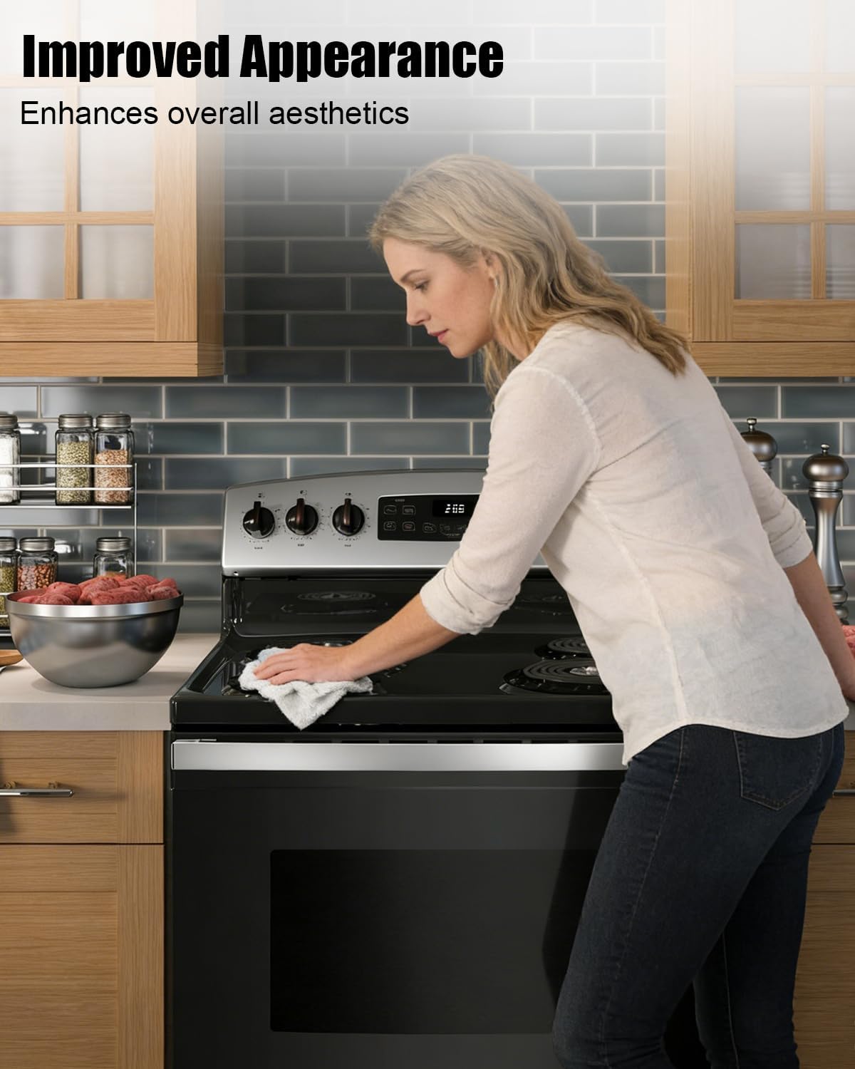 WB34K10009 WB34K10010 16.62'' x 8'' Oil Drip Trays Fit for GE EGR2000EC0BB Oven with Dual Burner, Drip Pan for Oven Replace WB34K10016 AP2028380 AP2028379 770192 AH244905 EA244905 PS244905, 2Pcs