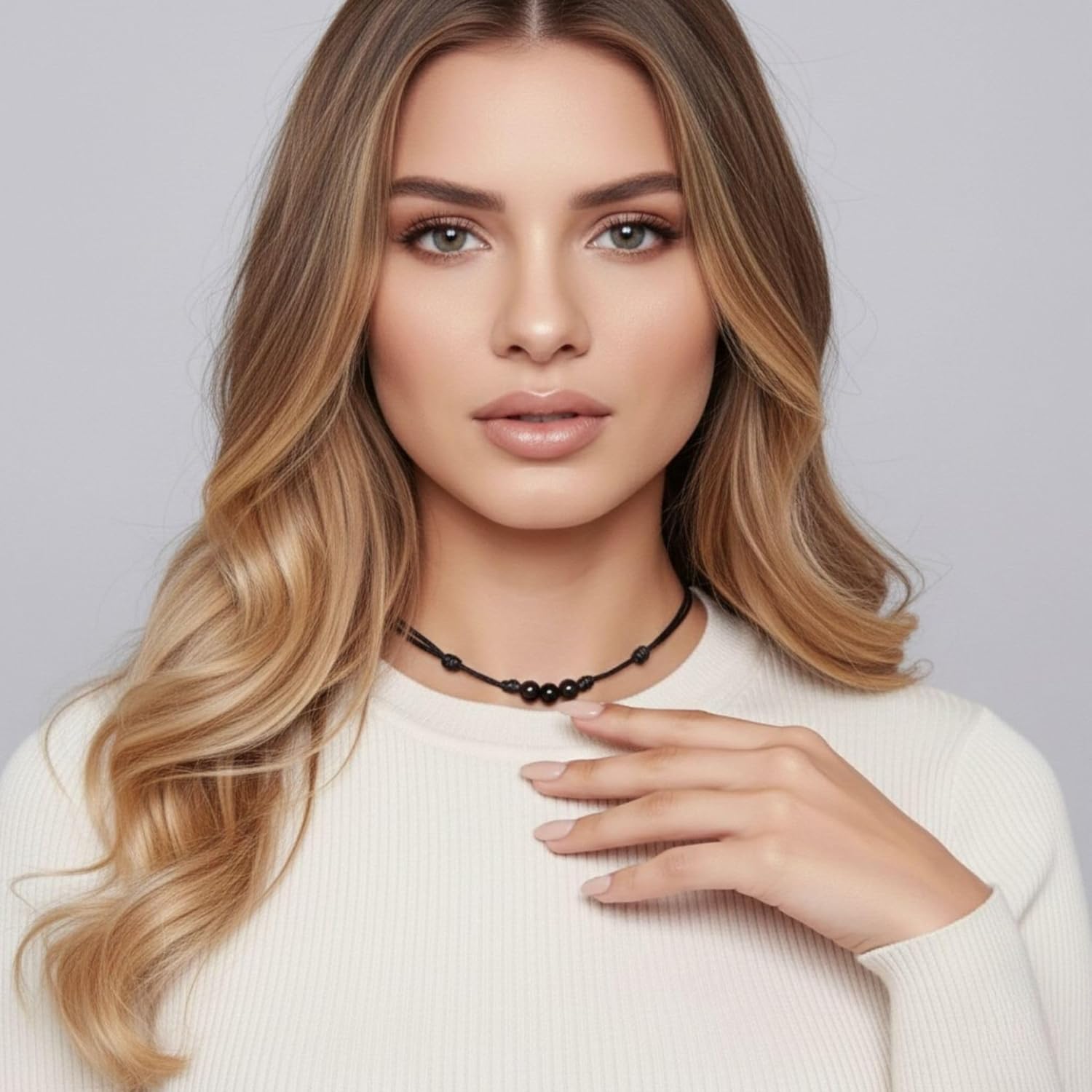 Tourmaline Gemstone Beads Knotted Necklace with Adjustable Wax Nylon Cord – Unisex Good Luck Beaded Crystal Choker for Men & Women Protection Jewelry - Image 6