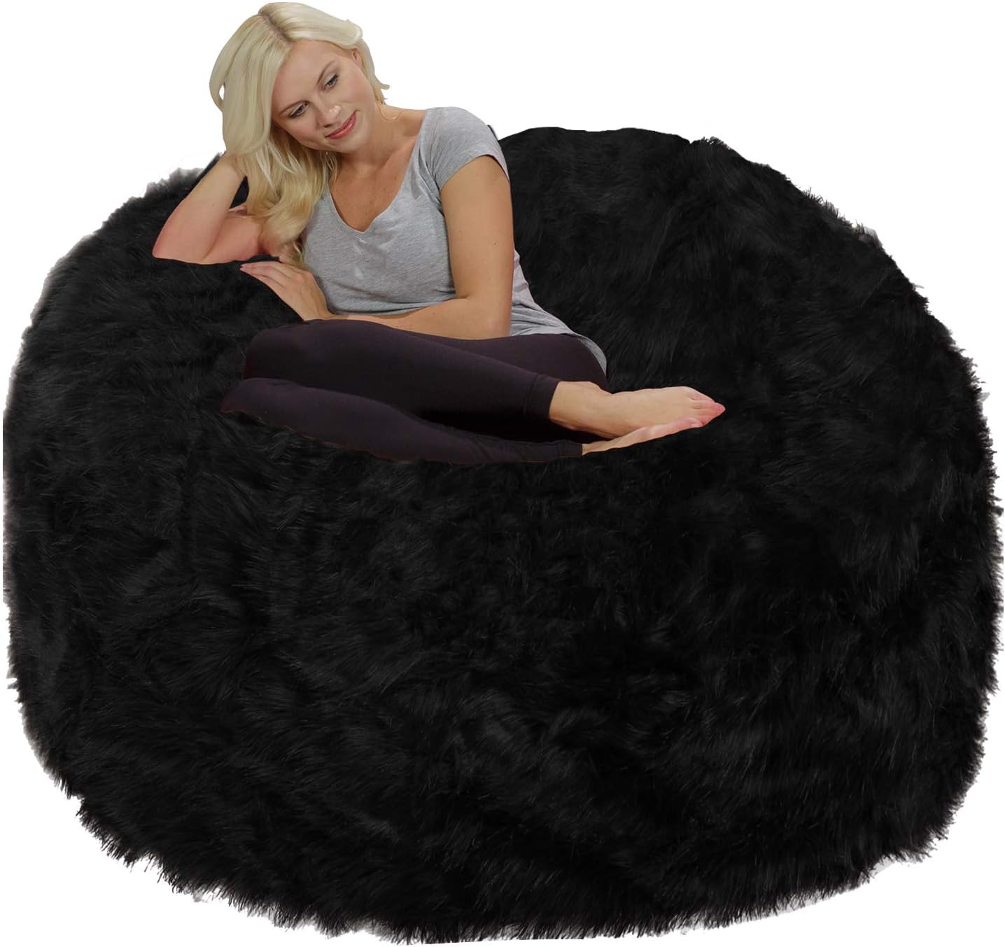 Chill Sack Bean Bag Chair: Giant 6' Memory Foam Furniture Bean Bag - Big Sofa Plush Faux Fur Cover